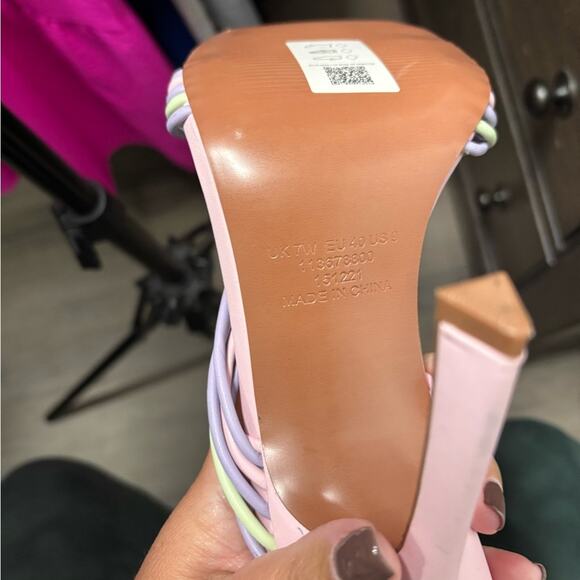 ASOS Pink Purple Strappy Square Toe Heels 8” High Heel - Picture 6 of 6